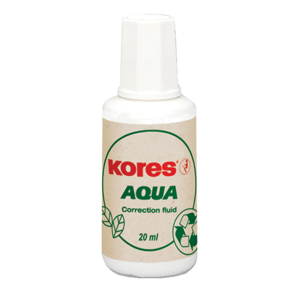 Fluid corector Kores, 20 ml, pe baza de apa, aplicator cu pensula Fluid corector Kores, 20 ml, pe baza de apa, aplicator cu pensula